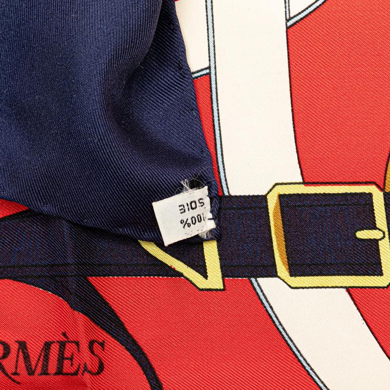 HERMES（エルメス） カレ90 Eperon d'or 黄金の拍車 スカーフ ネイビー