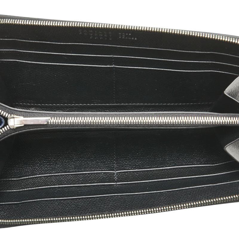 カミーユフォルネ ラウンドジップ 長財布 ブラック ブルー レザー