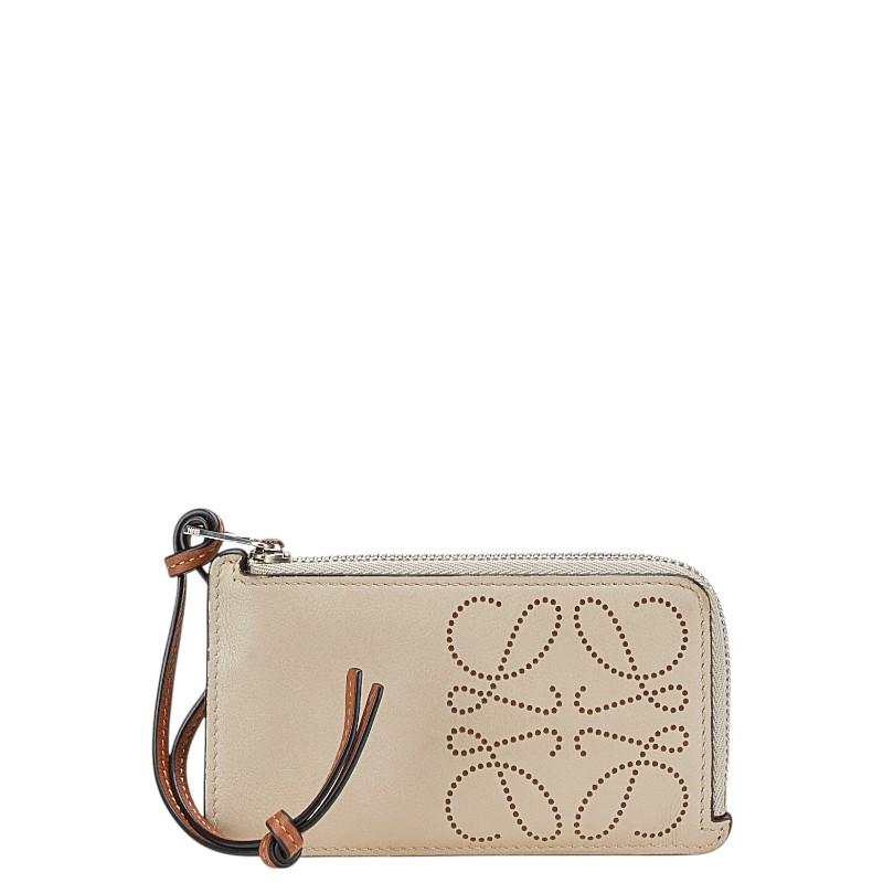 LOEWE（ロエベ） アナグラム コインケース ベージュ レザー レディース
