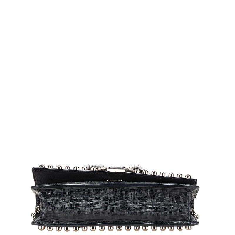 フェンディ カーリト スタッズ ショルダーバッグ ブラック レザー レディース FENDI 【中古】_2