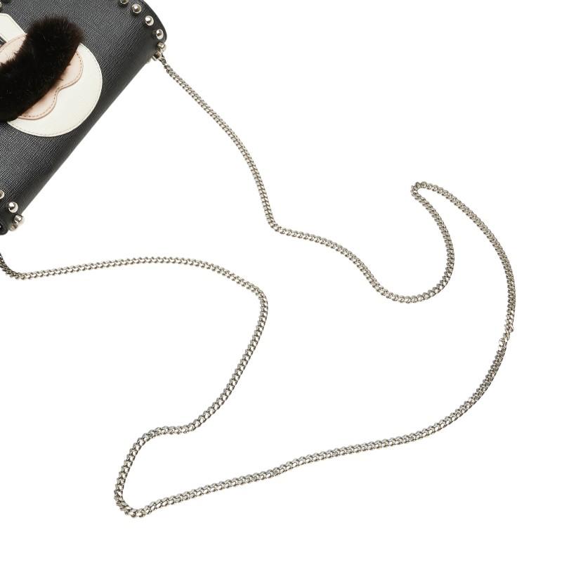 フェンディ カーリト スタッズ ショルダーバッグ ブラック レザー レディース FENDI 【中古】_3