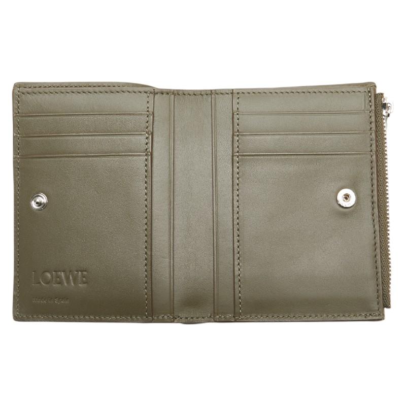 極美品✨ロエベ アナグラム スリムコンパクトウォレット 二つ折り カーキ 極美品✨ロエベ アナグラム スリムコンパクトウォレット 二