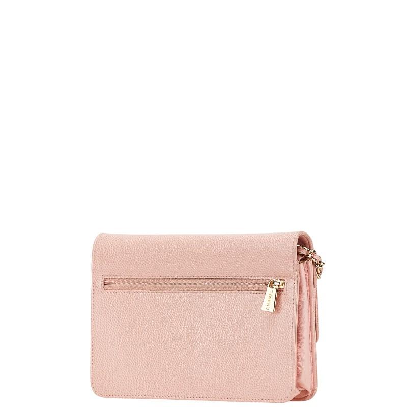 シャネル ココマーク チェーン ショルダーウォレット ピンク キャビアスキン レディース CHANEL 【中古】の画像