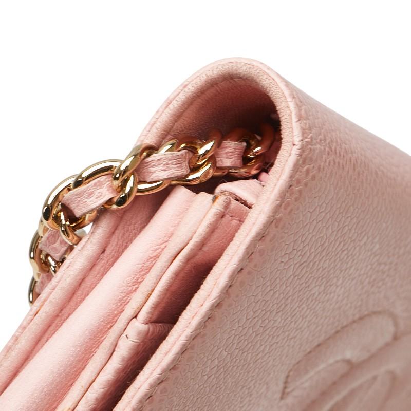 シャネル ココマーク チェーン ショルダーウォレット ピンク キャビアスキン レディース CHANEL 【中古】の画像