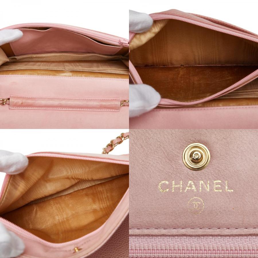 シャネル ココマーク チェーン ショルダーウォレット ピンク キャビアスキン レディース CHANEL 【中古】の画像