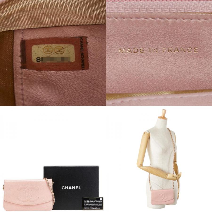 シャネル ココマーク チェーン ショルダーウォレット ピンク キャビアスキン レディース CHANEL 【中古】の画像