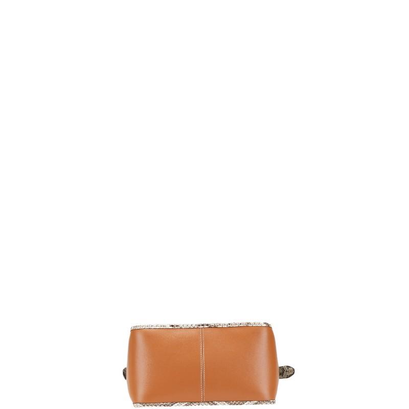 TOD'S トッズ タイムレス ショルダーバッグ パイソン Tロゴ金具 フラップ ブラウン アイボリー レディース 現行に近い トッズ T タイムレス パイソン型押し ショルダーバッグ アイボリー