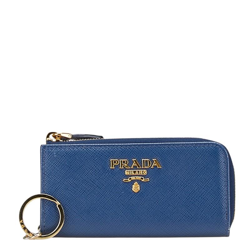 PRADA（プラダ） コインケース キーケース ブルー レザー レディース 
