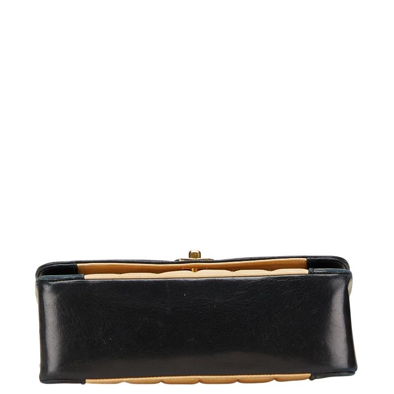 シャネル マドモアゼル ココマーク シングルフラップ チェーン ショルダーバッグ ベージュ ブラック ラムスキン CHANEL 【中古】 CHANEL（シャネル） マドモアゼル ココマーク シングルフラップ