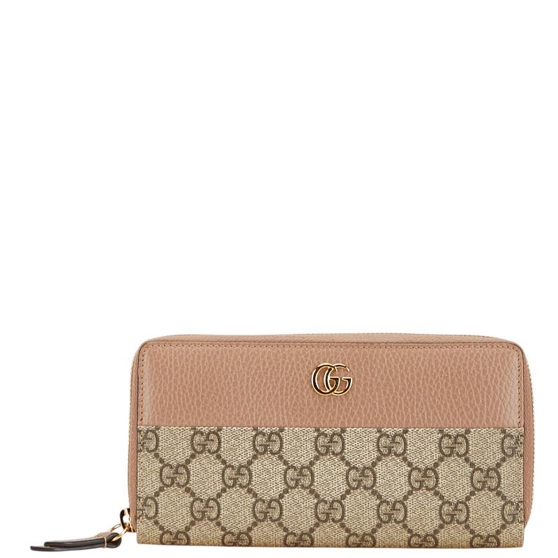 グッチ GGマーモント ラウンドファスナー 長財布 456117 ベージュ レザー PVC レディース GUCCI 【中古】 GUCCI（グッチ） GGマーモント ラウンドファスナー 長財布 456117