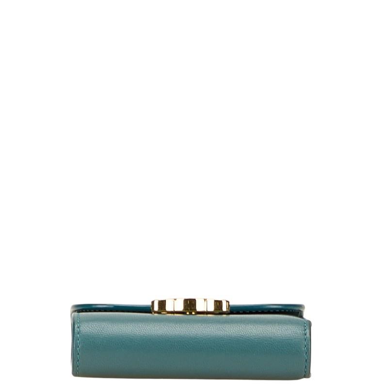 極美品✨ CELINE 長財布 二つ折り 本革 ブルー系 トリオンフ金具 男女 CELINE（セリーヌ） トリオンフ スモール 二つ折り財布 グリーン