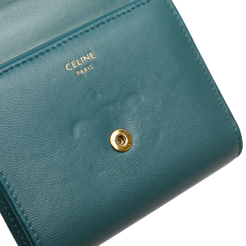 CELINE ミントグリーン 二つ折り財布 CELINE（セリーヌ） トリオンフ スモール 二つ折り財布 グリーン