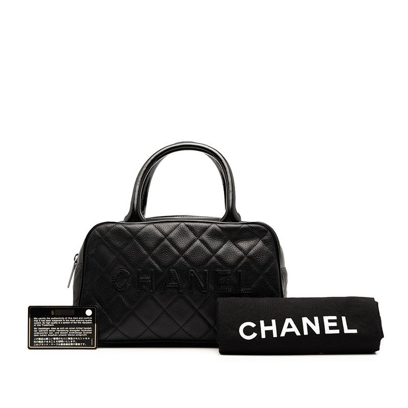シャネル マトラッセ ミニボストンバッグ ハンドバッグ A15685 ブラック キャビアスキン パテントレザー レディース CHANEL 【中古】_6