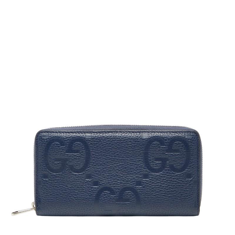 グッチ ジャンボGG 長財布 ラウンドファスナー 825958 ネイビー レザー メンズ GUCCI 【中古】 GUCCI（グッチ） ジャンボGG 長財布 ラウンドファスナー 825958