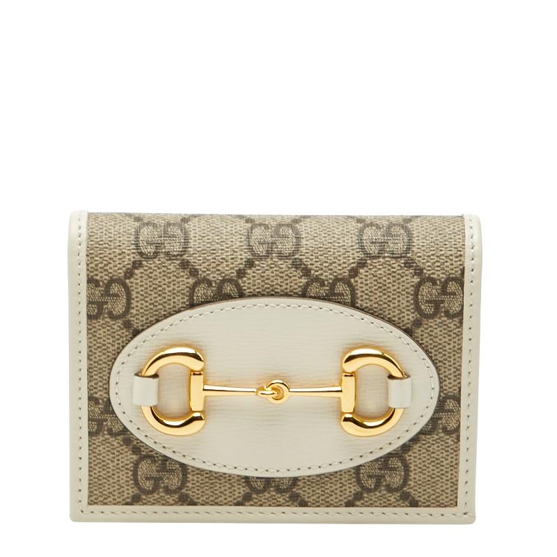 美品 グッチ GGスプリーム ホースビット 1955 二つ折り財布 コンパクトウォレット 621887 PVC レディース GUCCI 【234-53402】 GUCCI（グッチ） GGスプリーム ホースビット 1955 二つ折り財布
