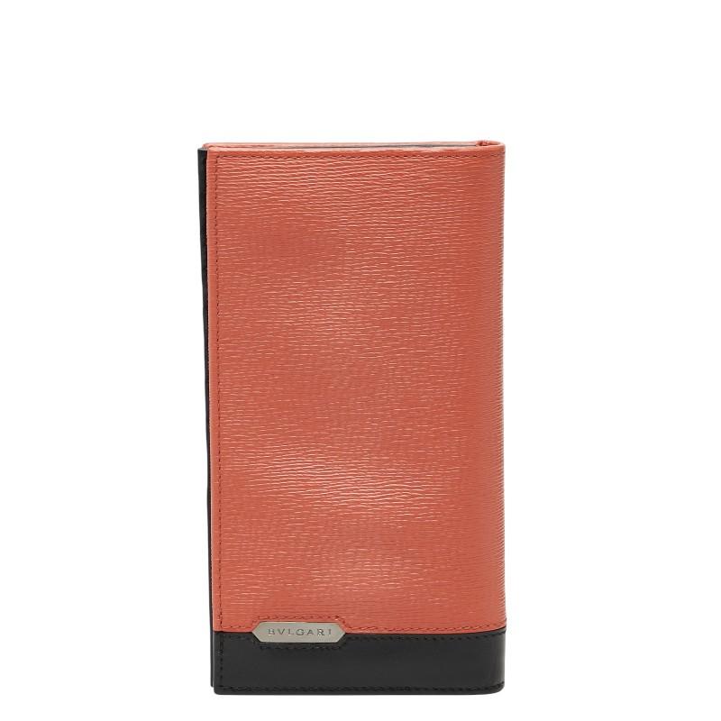 BVLGARI L字ファスナー 長財布 オレンジ BVLGARI（ブルガリ） オクト 長財布 オレンジ ブラック レザー メンズ