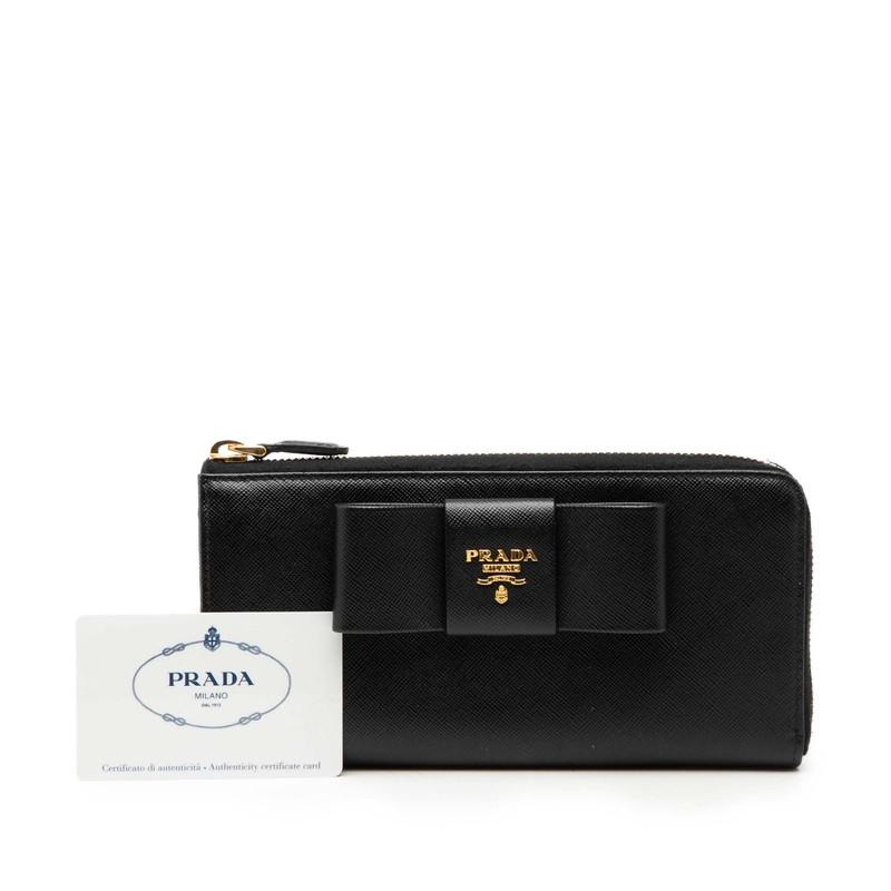 PRADA（プラダ） ロゴ リボン L字ファスナー 長財布 ロングウォレット