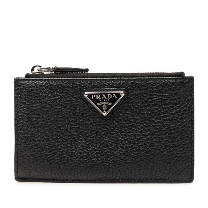 新品✨PRADA フラグメントケース 財布 三角ロゴ カード レザー ブラック PRADA（プラダ） 三角ロゴプレート カードケース コインケース