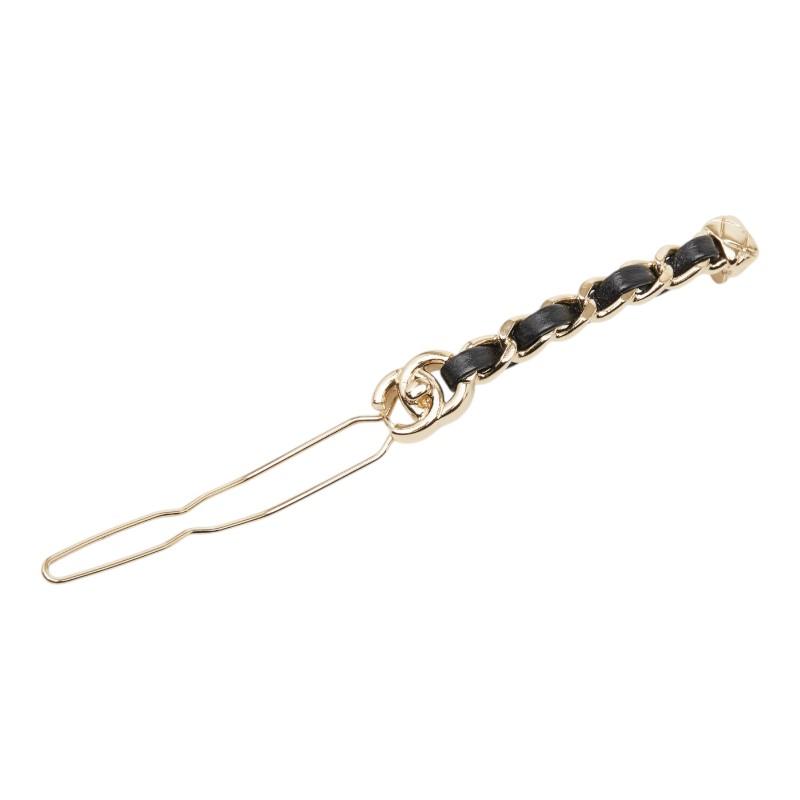 シャネル ココマーク ターンロック バレッタ ヘアアクセサリー ゴールド ブラック メッキ レザー レディース CHANEL 【中古】の画像
