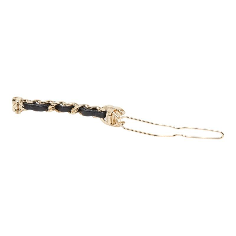 シャネル ココマーク ターンロック バレッタ ヘアアクセサリー ゴールド ブラック メッキ レザー レディース CHANEL 【中古】の画像