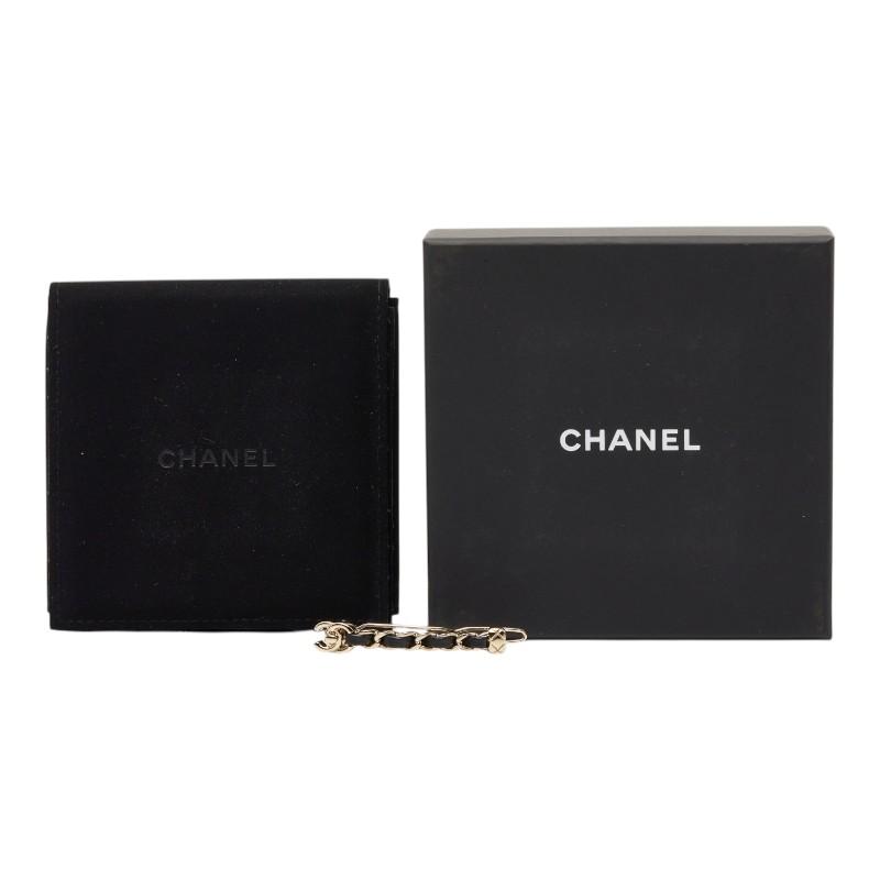 シャネル ココマーク ターンロック バレッタ ヘアアクセサリー ゴールド ブラック メッキ レザー レディース CHANEL 【中古】の画像