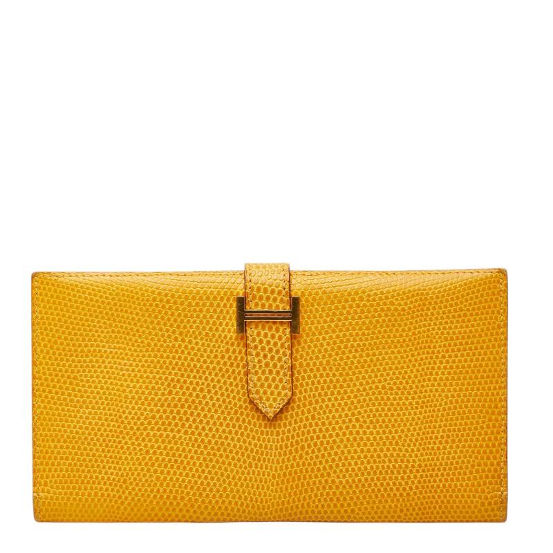 HERMES（エルメス） ベアン スフレ 長財布 イエロー リザード
