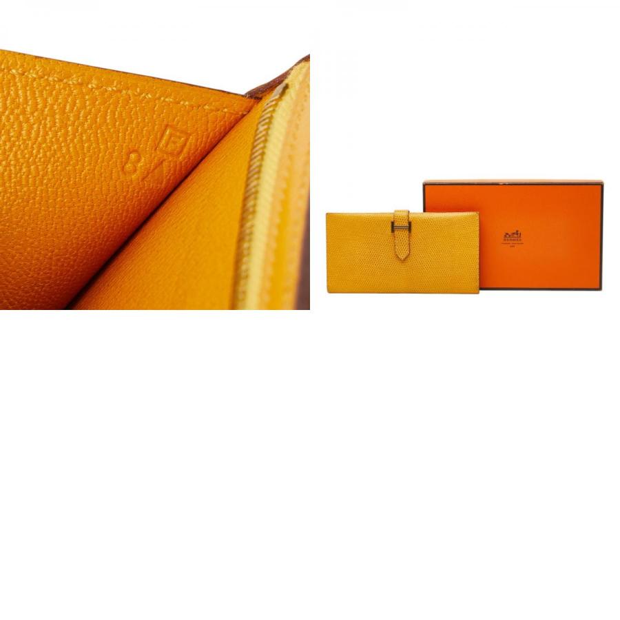HERMES（エルメス） ベアン スフレ 長財布 イエロー リザード