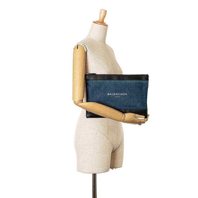 BALENCIAGA バレンシアガ ネイビークリップM クラッチバッグ 