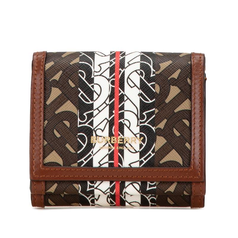BURBERRY バーバリー コンパクト財布 TBモノグラム レザー 三つ折り