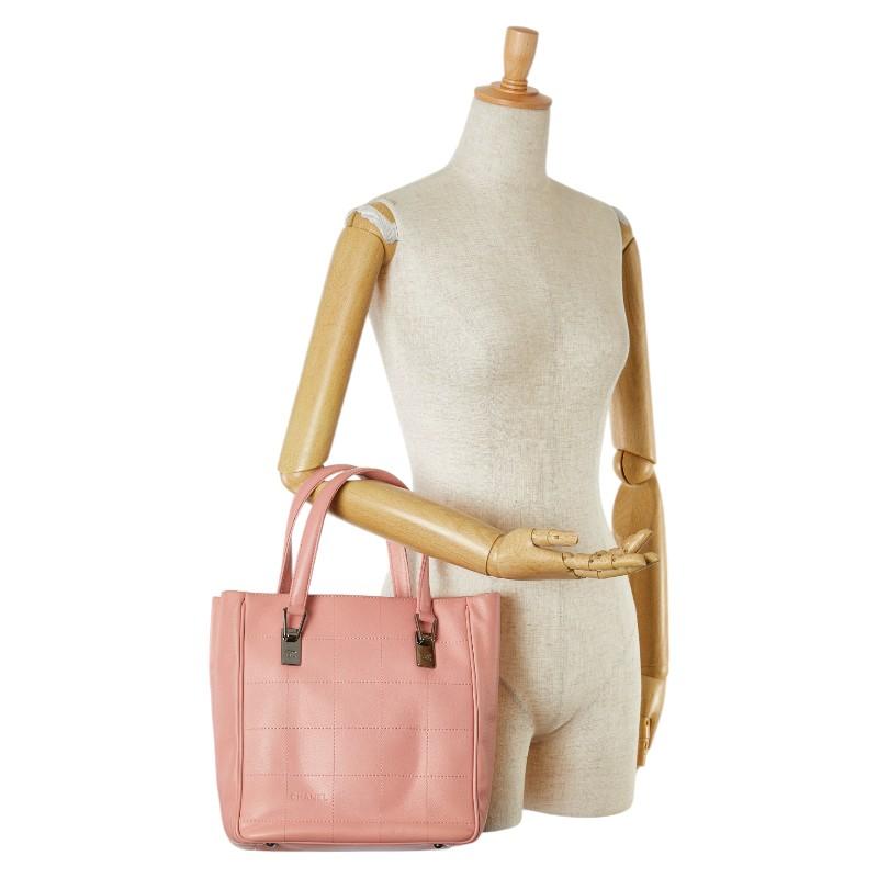 CHANEL シャネル チョコバー トートバッグ ピンク キャビアスキン 