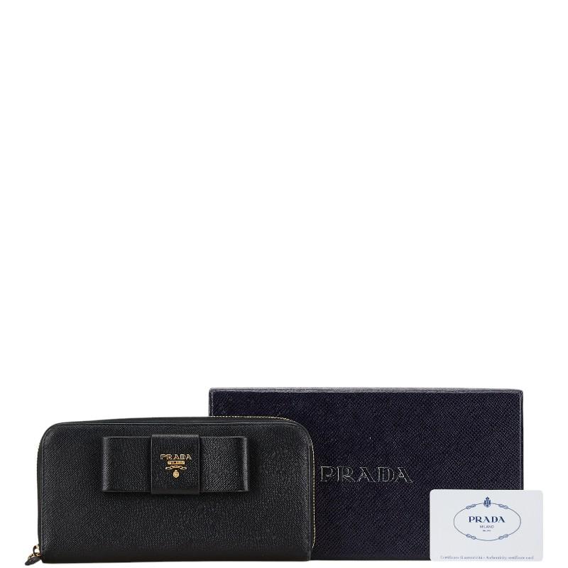 PRADA（プラダ） リボン ラウンドファスナー 長財布 1ML506 ブラック