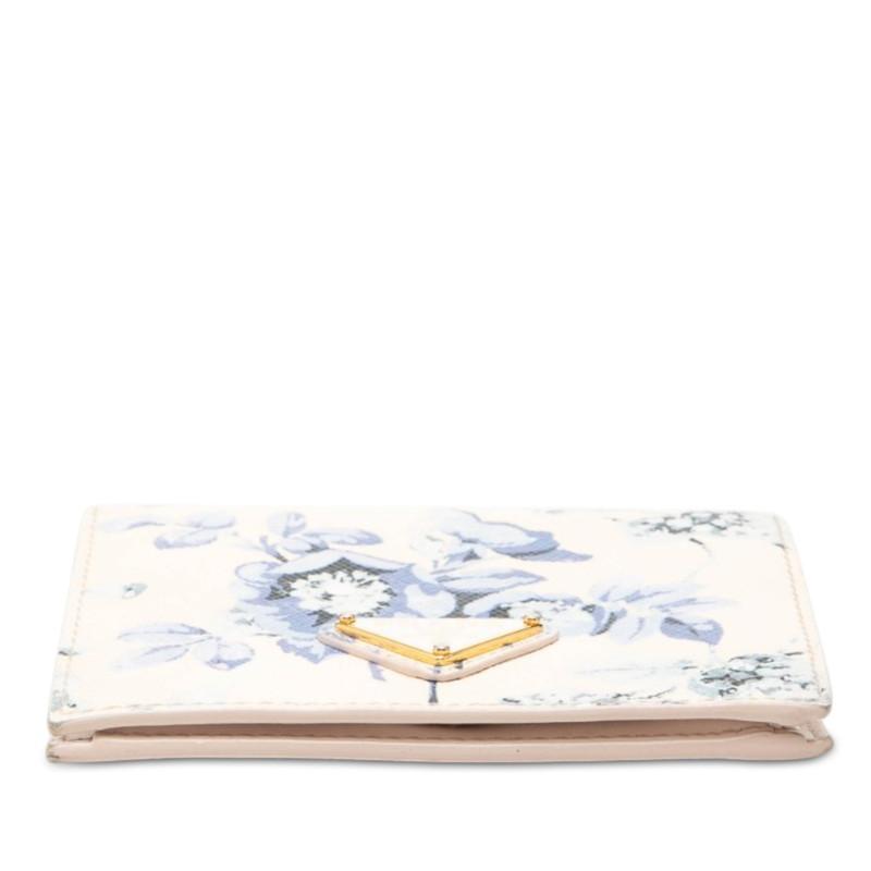 PRADA（プラダ） 三角ロゴプレート フラワープリント 二つ折り財布