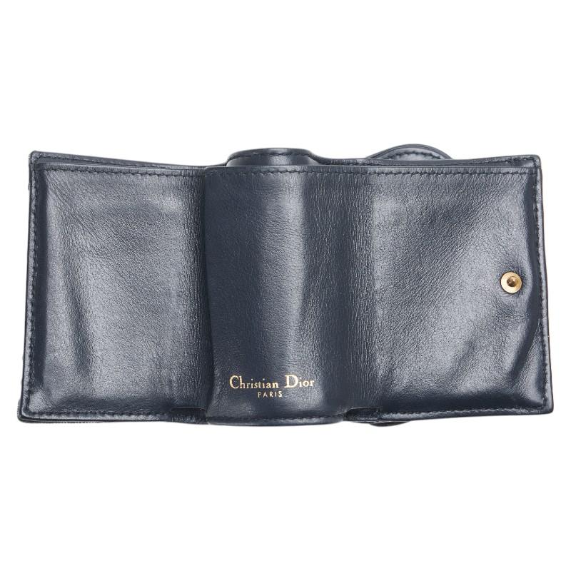 Dior 三つ折り財布 ネイビー/ベージュ ディオール オブリーク 三つ折り財布 ネイビー ベージュ キャンバス