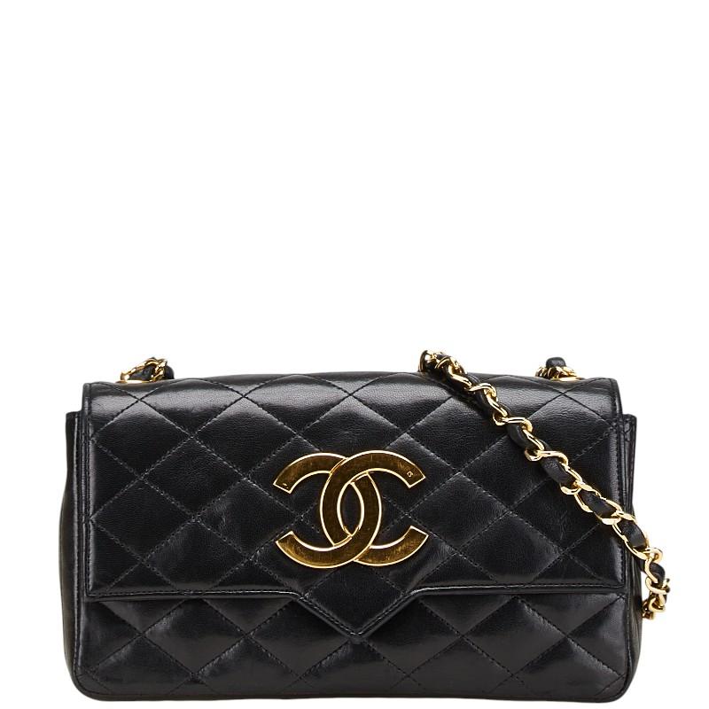 シャネル マトラッセ チェーンショルダーバッグ ココマーク ラムスキン ブラック CHANEL（シャネル） マトラッセ ココマーク チェーン ショルダーバッグ