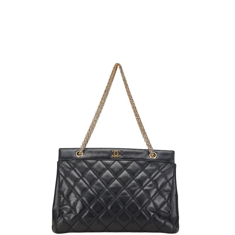 本物 シャネル CHANEL ココマーク マトラッセ チェーン ショルダーバッグ ラムスキン レザー ブラック Matelasse バッグ 中古 CHANEL（シャネル） マトラッセ ショルダーバッグ ラムスキン ブラック