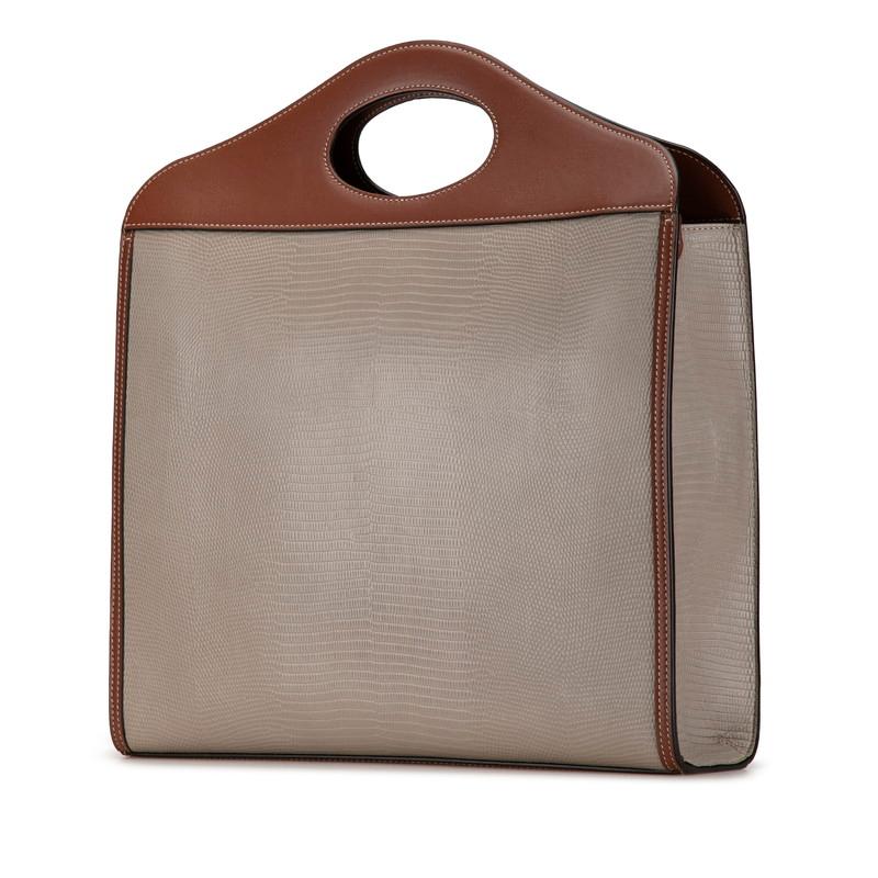 【美品】バーバリー　オフショルダートップ BURBERRY（バーバリー） トップステッチ クロコ型押し ハンドバッグ