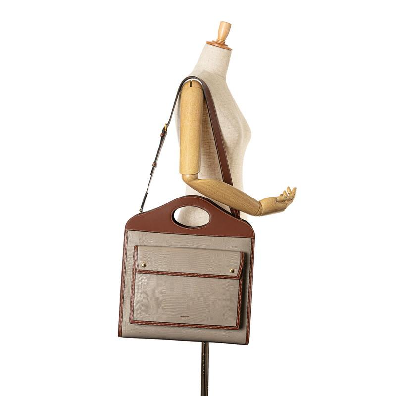 BURBERRY（バーバリー） トップステッチ クロコ型押し ハンドバッグ