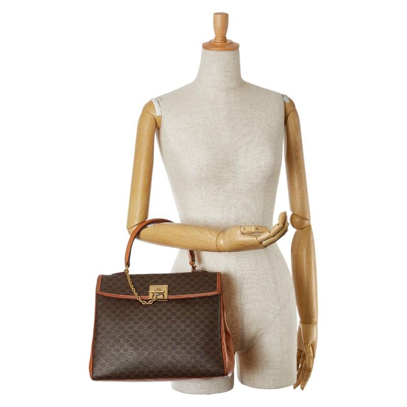 CELINE（セリーヌ） マカダム ハンドバッグ ブラウン PVC レザー