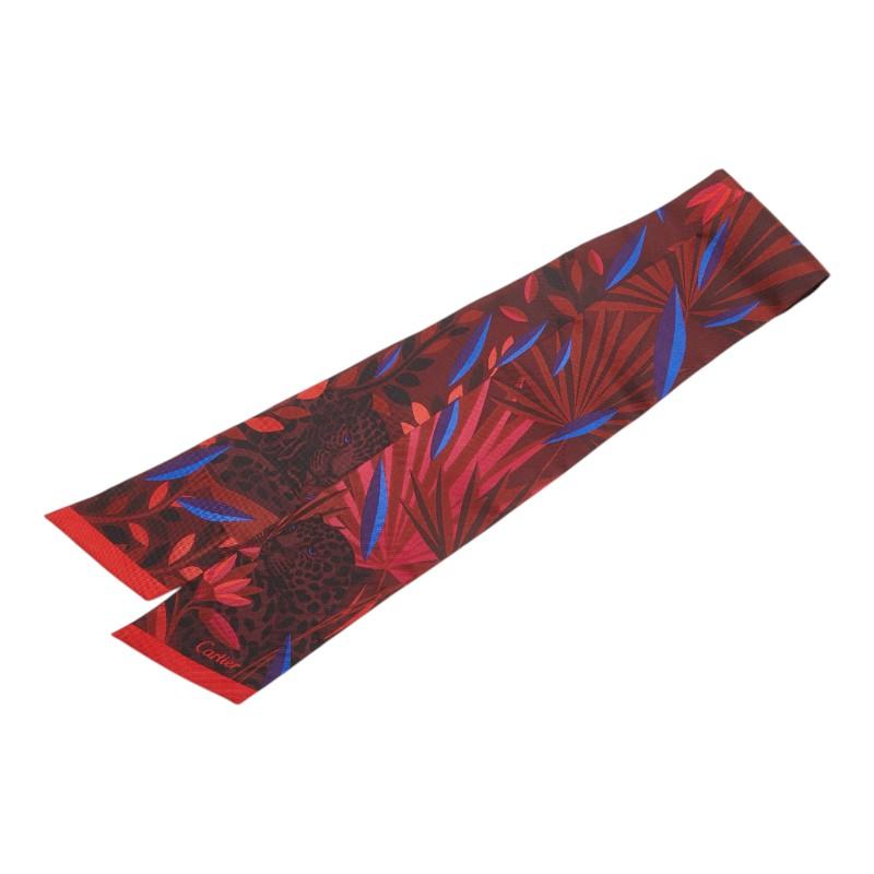 Cartier（カルティエ） パンテール柄 豹 ヒョウ スカーフ ワインレッド