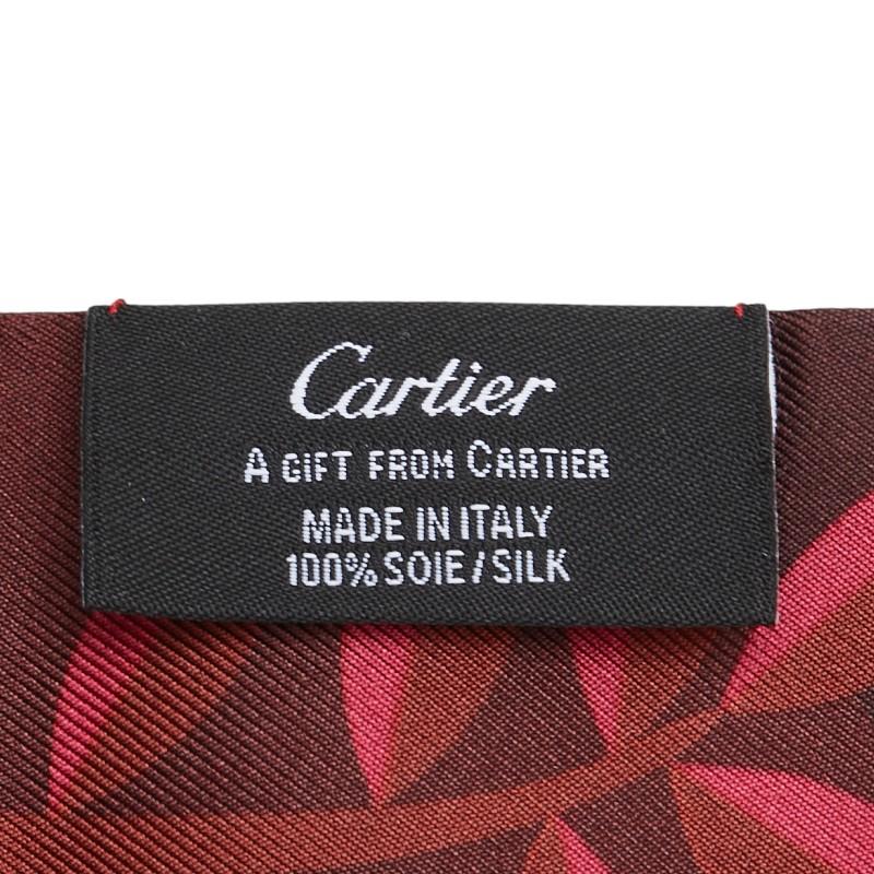 Cartier カルティエ パンテール柄 豹 ヒョウ スカーフ ワイン