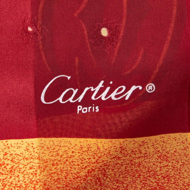 【中古ランクB】カルティエ／Ｃａｒｔｉｅｒ　スカーフ[11B-(1)］ Cartier（カルティエ） ロゴ 総柄 スカーフ オレンジ マルチカラー