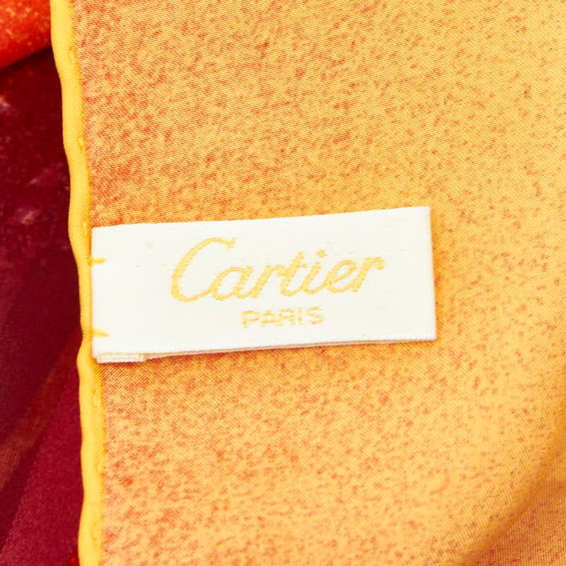 Cartier（カルティエ） ロゴ 総柄 スカーフ オレンジ マルチカラー