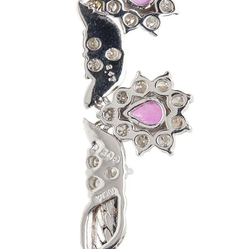 Pt900 プラチナ Pt850 ルビー2.47ct ダイヤ3.09ct フラワーモチーフ 7