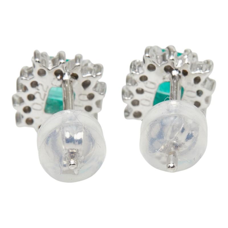 K14WG ホワイトゴールド エメラルド0.22ct ダイヤ0.10ct フラワー 