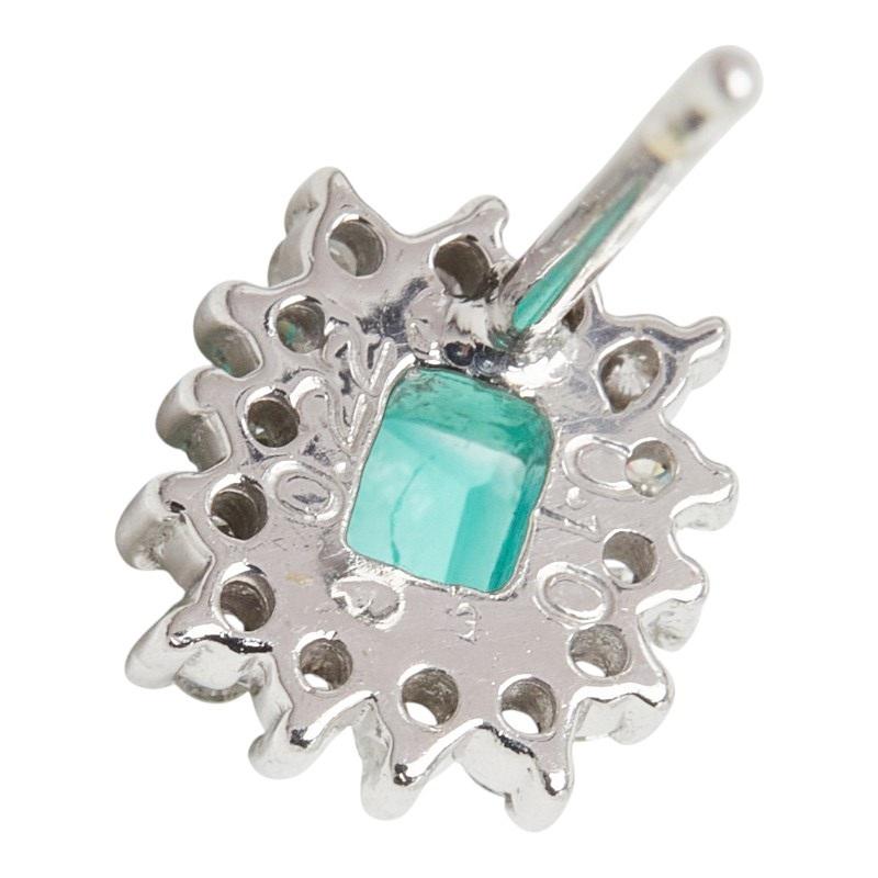 K14WG ホワイトゴールド エメラルド0.22ct ダイヤ0.10ct フラワー 