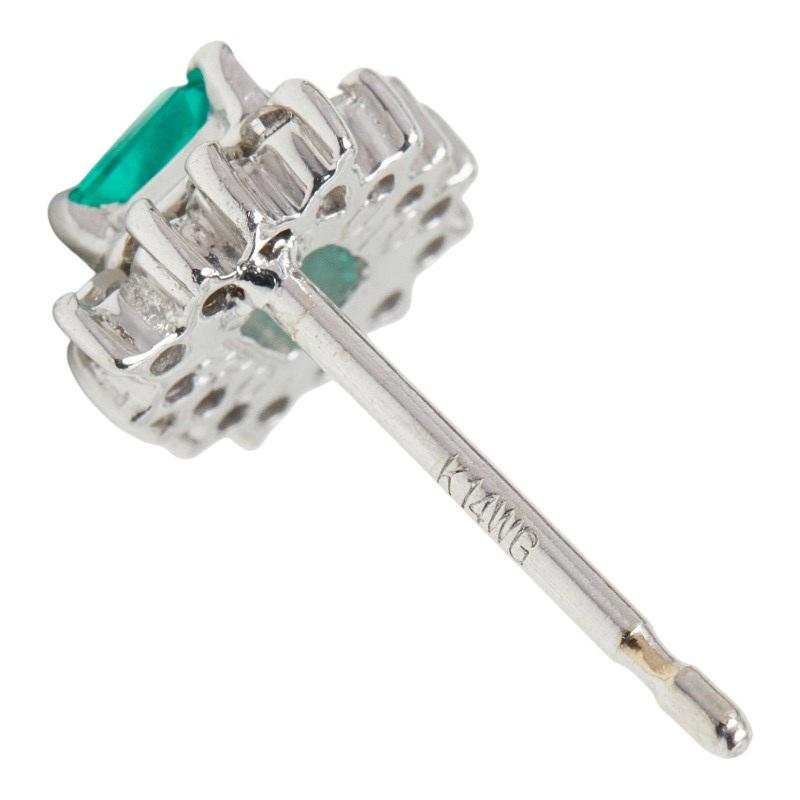 K14WG ホワイトゴールド エメラルド0.22ct ダイヤ0.10ct フラワー 