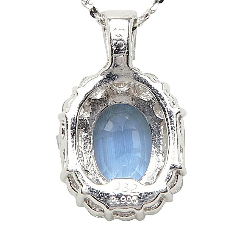 Pt900 プラチナ K18WG ホワイトゴールド サファイア1.36ct ダイヤ0.32