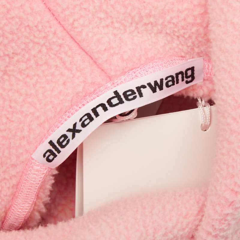 Alexander Wang - ALEXANDER WANG アレキサンダーワン カンガルーポケット ロゴ フリース プルオーバーパーカー ピンク レディース alexanderwang（アレキサンダー・ワン） ロゴ フリース プルオーバー