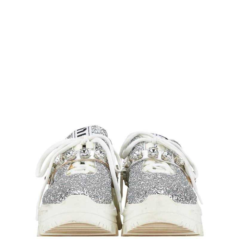 miu ミュウミュウ グリッター スニーカー 厚底 サイズ:34 miu ミュウミュウ グリッター スニーカー 厚底 サイズ:34