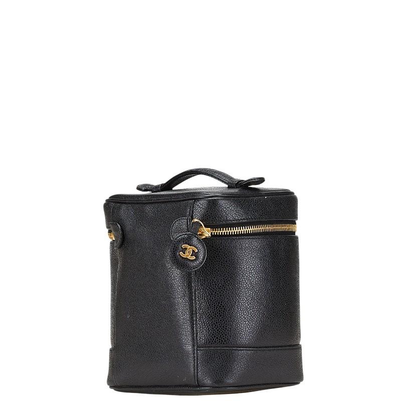 CHANEL キャビアスキン バニティバッグ化粧ポーチ ブラック135